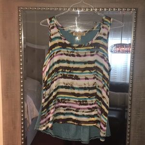 Democracy multi colored sleeveless blouse- made in USA